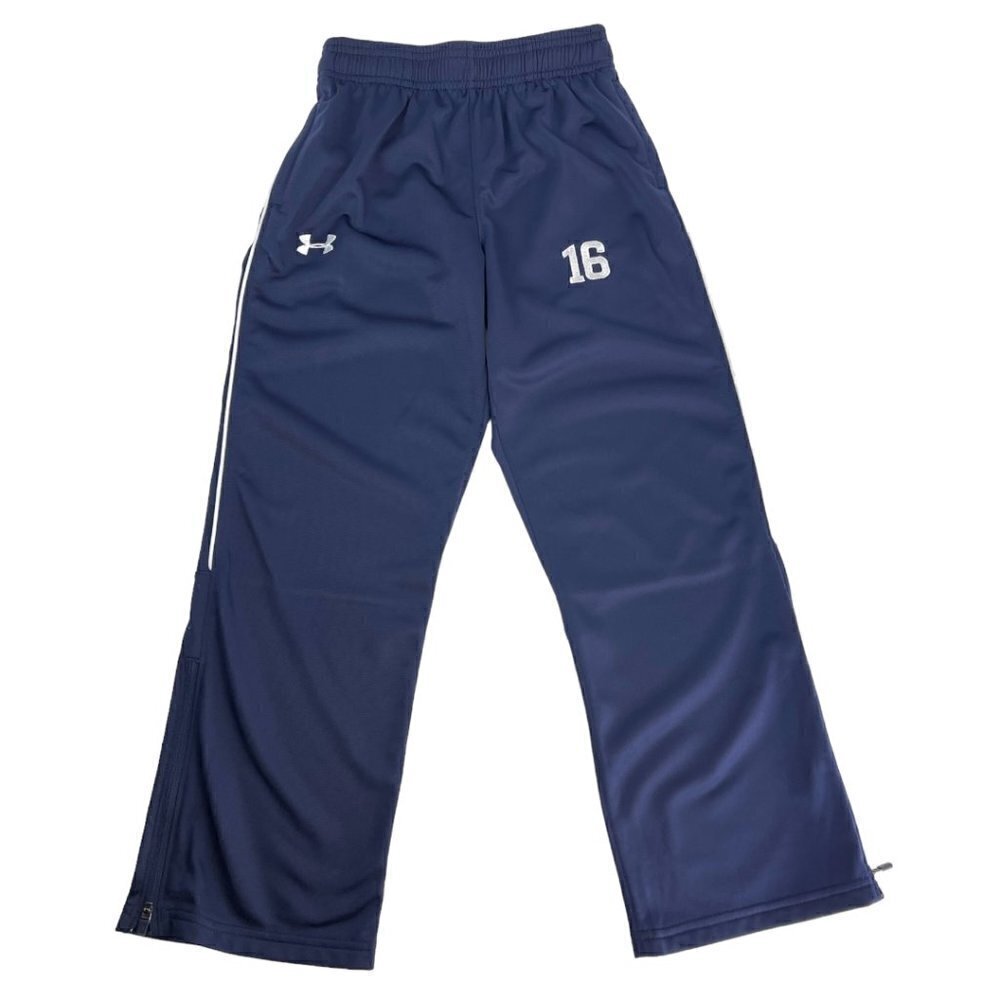 Under Armour Loose Track Pants Girl Navy Blue Size S #16 Zipper Legs - Picture 2 of 10